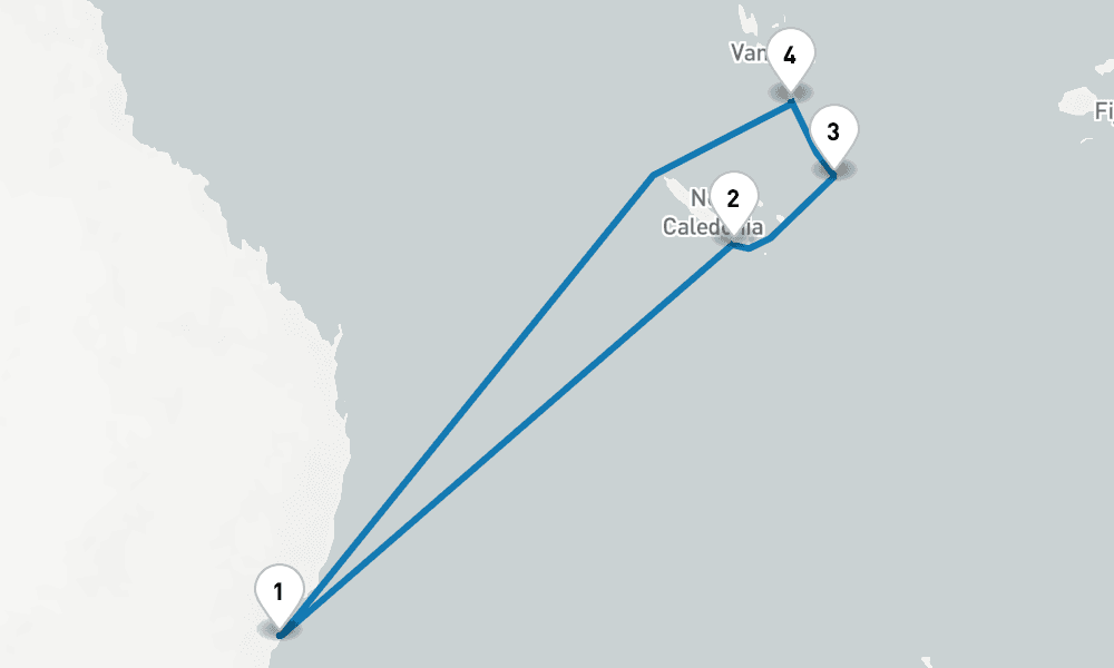 9 days, round-trip Vanuatu New Caledonia 10日間