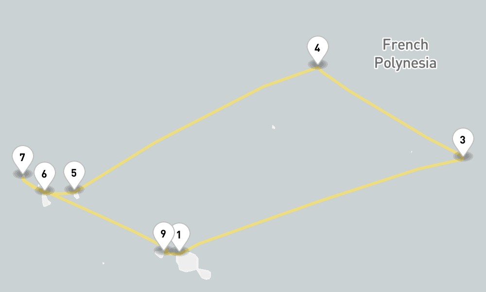 10 days, round-trip Bora Bora Tahitian Explorer 11日間