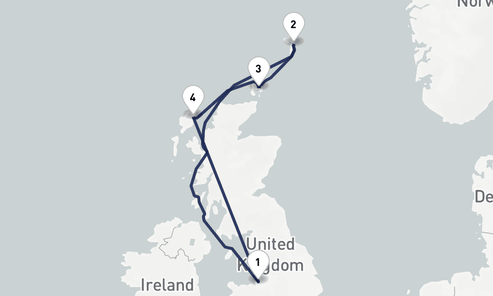 6 days, round-trip Coastal Cultural Scottish Isles 7日間