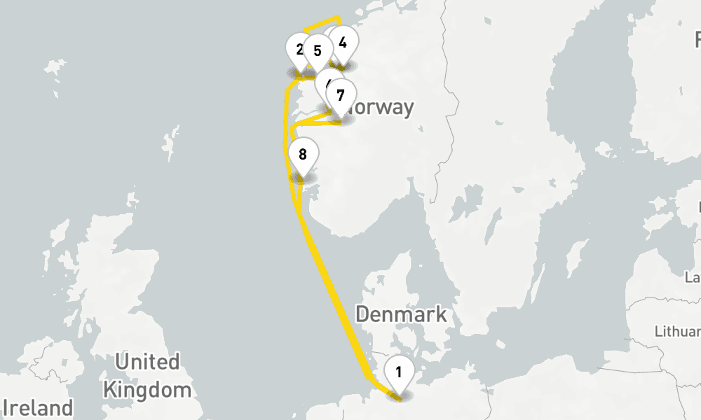 9 days, round-trip Northern Europe Fjords from Hamburg 10日間