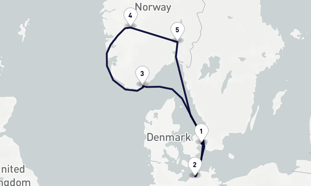 7 days, round-trip Northern Europe 8日間