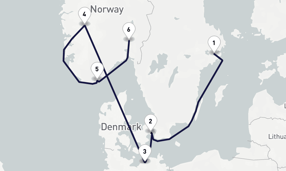 8 days, one-way from Stockholm to Oslo 9日間