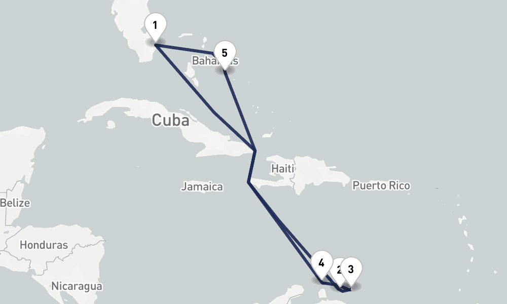 9 days, round-trip Southern Caribbean Abc Islands 10日間