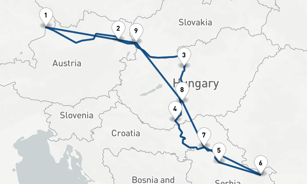 11 days, round-trip Danube 12日間