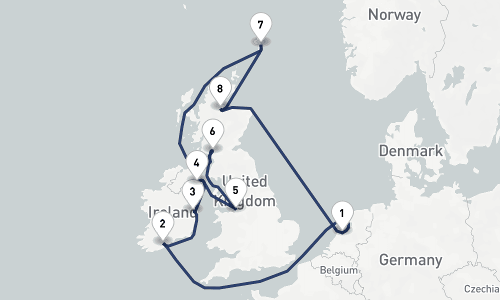 12 days, round-trip British Isles 13日間