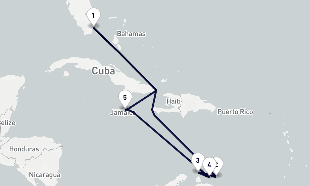 10 days, round-trip Southern Caribbean 11日間