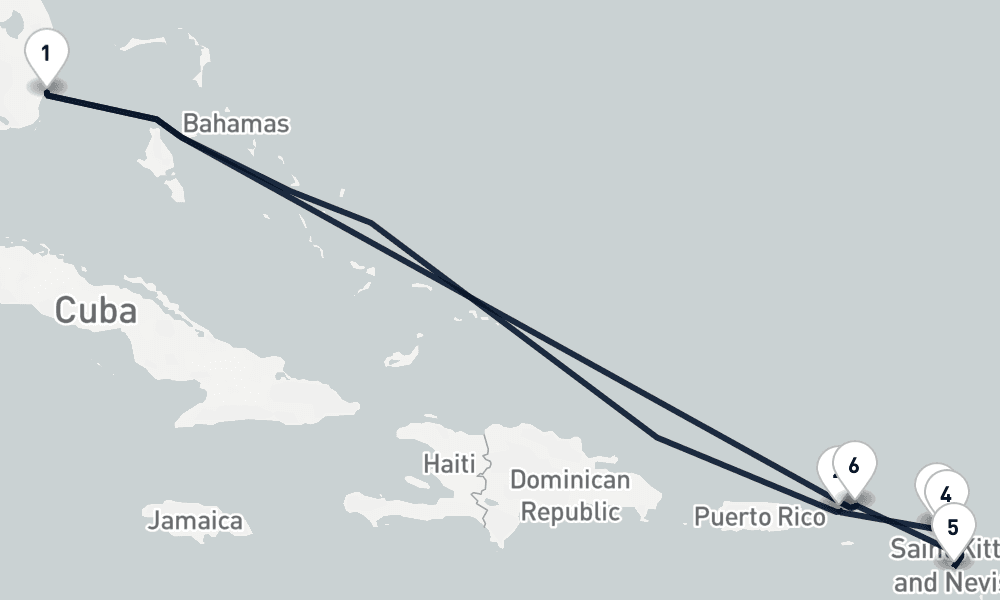 10 days, round-trip Tropical Island Havens Miami to Miami 11日間