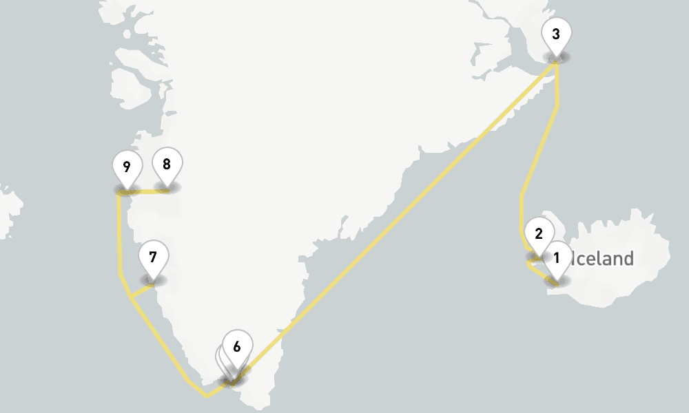 14 days, one-way from Reykjavik to Kangerlussuaq 15日間