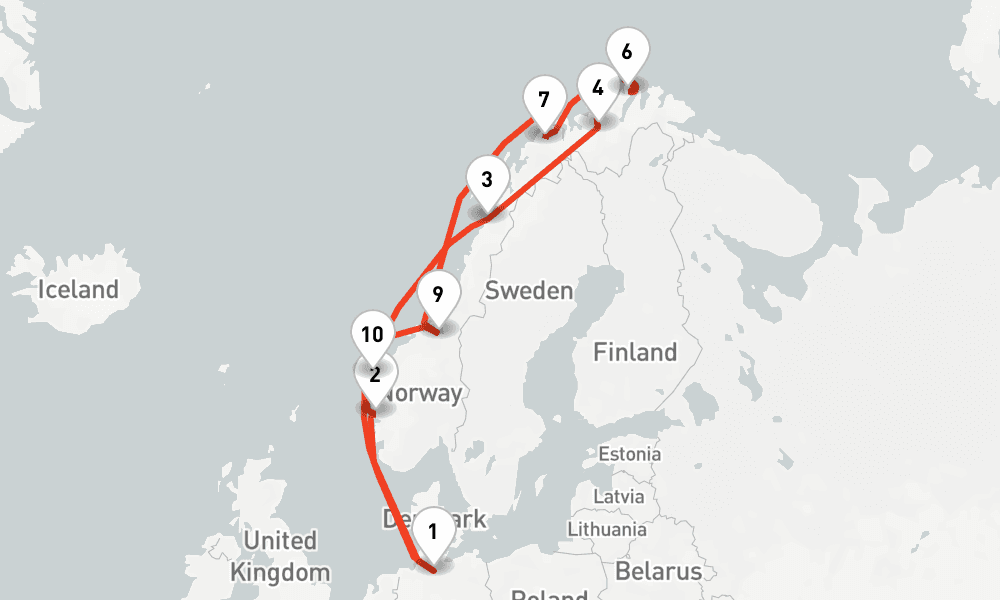 14 nights / 15 days, Hamburg Round trip