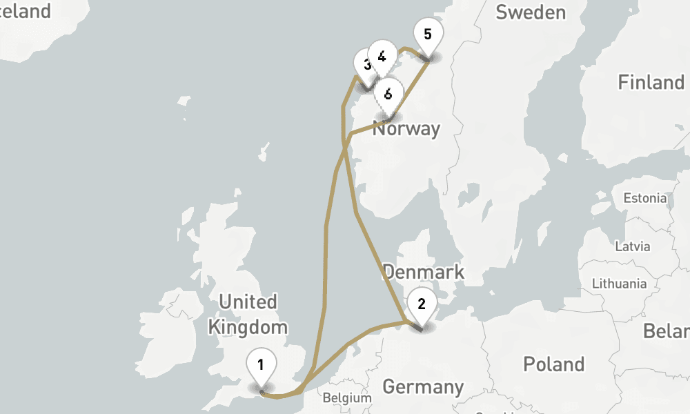 11 days, round-trip Norwegian Fjords 12日間
