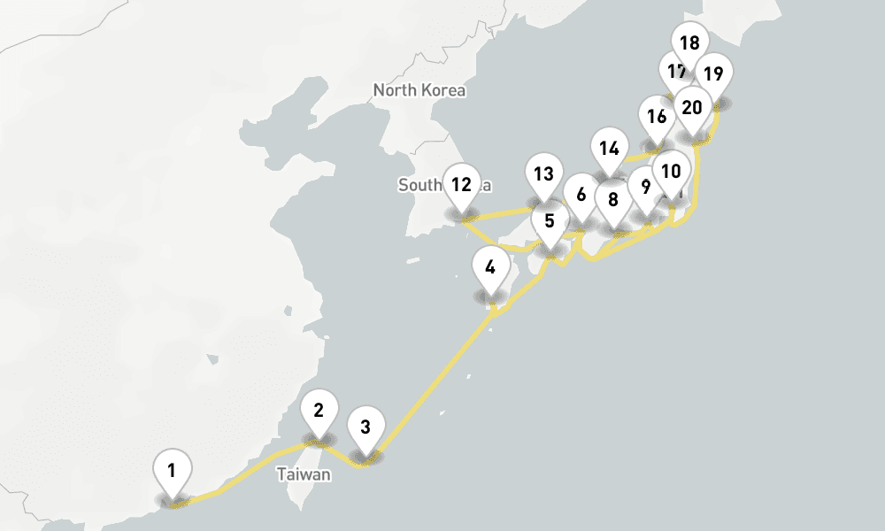 26 days, one-way from Hong Kong to Tokyo 27日間
