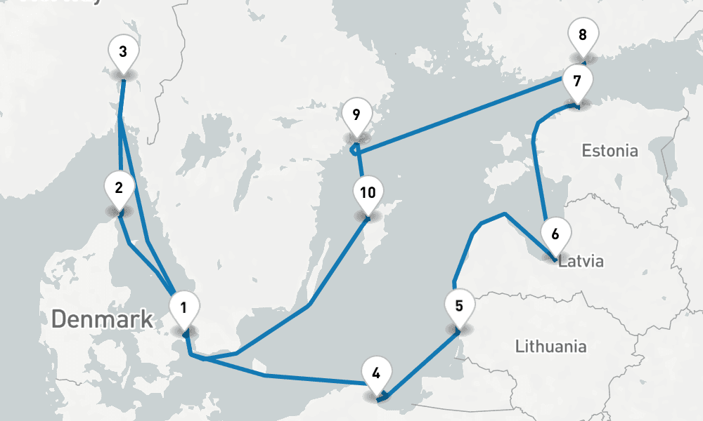 12 days, round-trip Norway, Denmark Sweden 13日間
