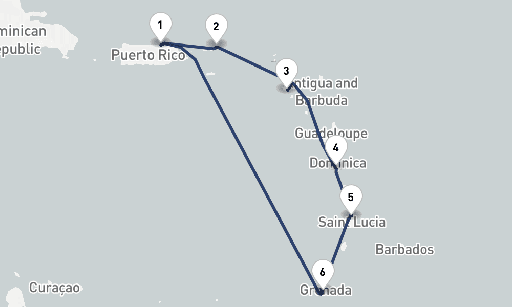 7 days, round-trip Southern Caribbean 8日間