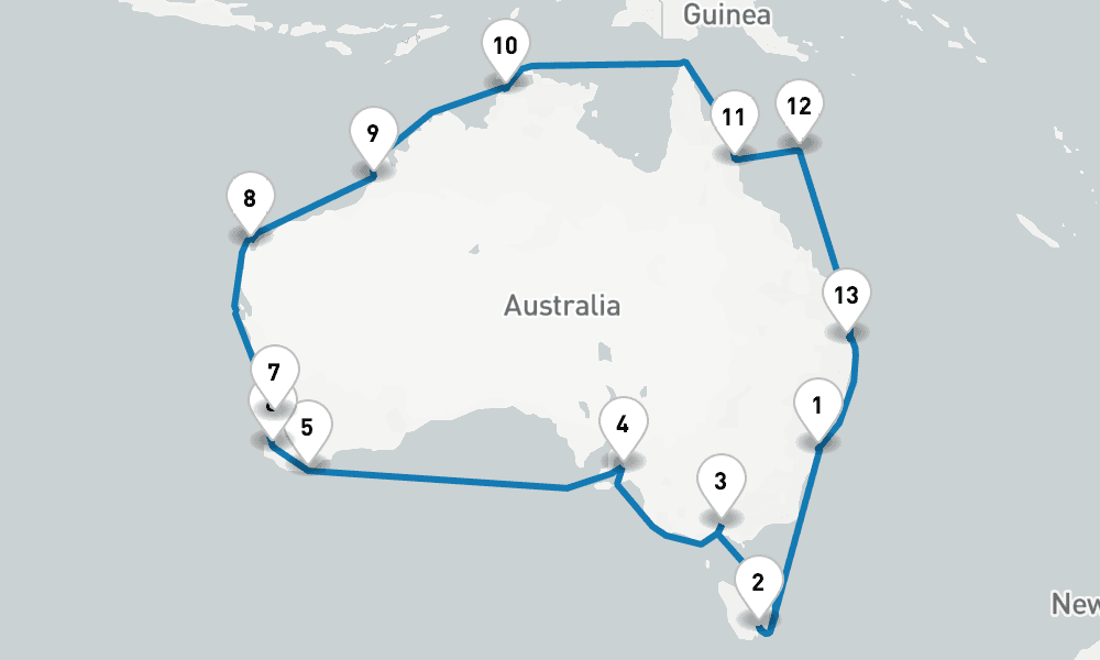 28 days, round-trip Round Australia 29日間