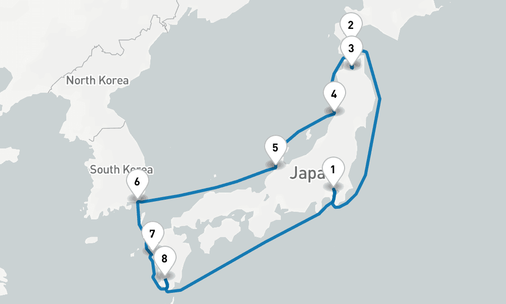 11 days, round-trip Circle Japan 12日間