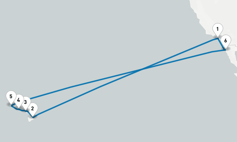 16 days, round-trip Hawaiian Islands 17日間