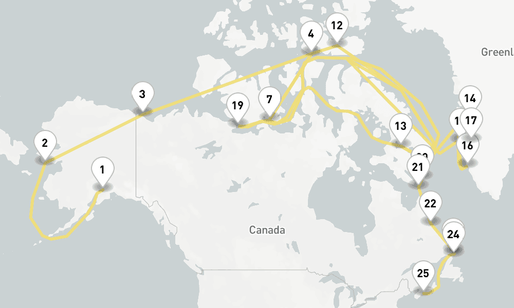 37 days, one-way from Anchorage AK to Halifax 38日間