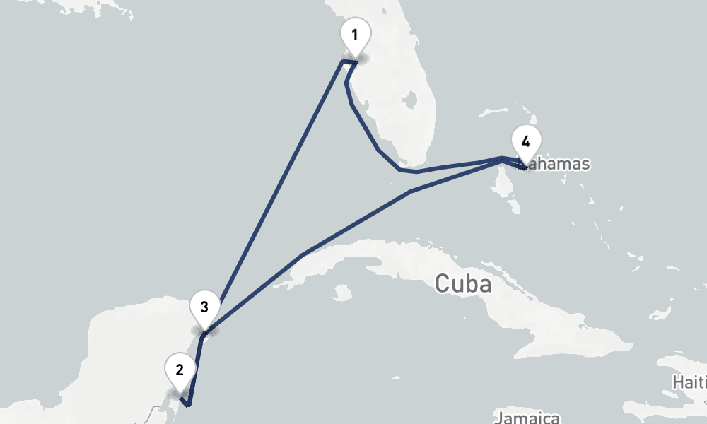 7 days, round-trip Bahamas 8日間