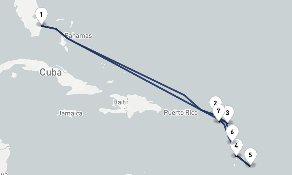11 days, round-trip Best of Southern Caribbean 12日間