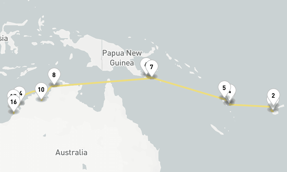 26 days, one-way from Lautoka to Broome WA 27日間