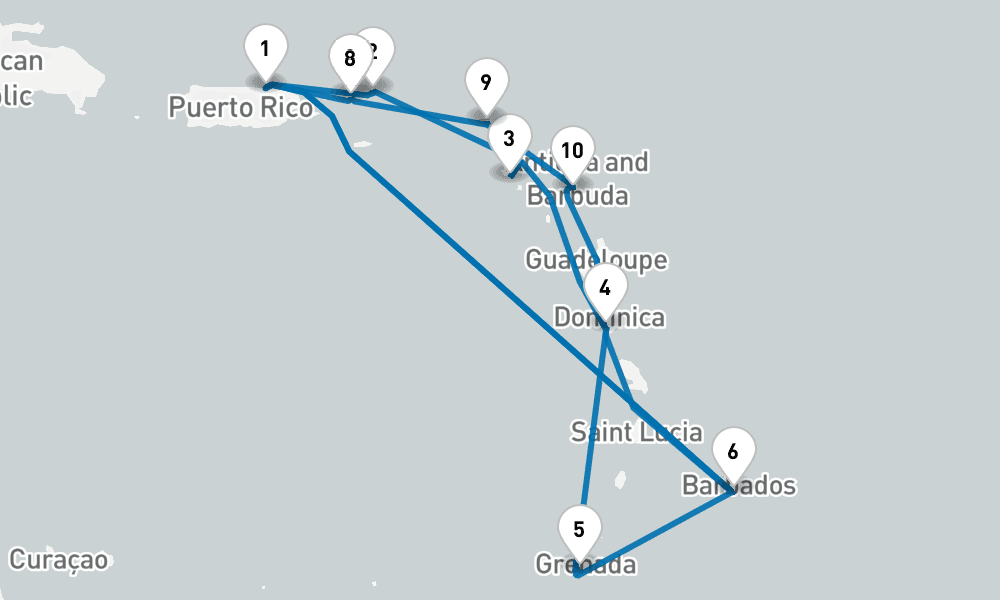 14 days, round-trip Southern Caribbean Adventurer 15日間