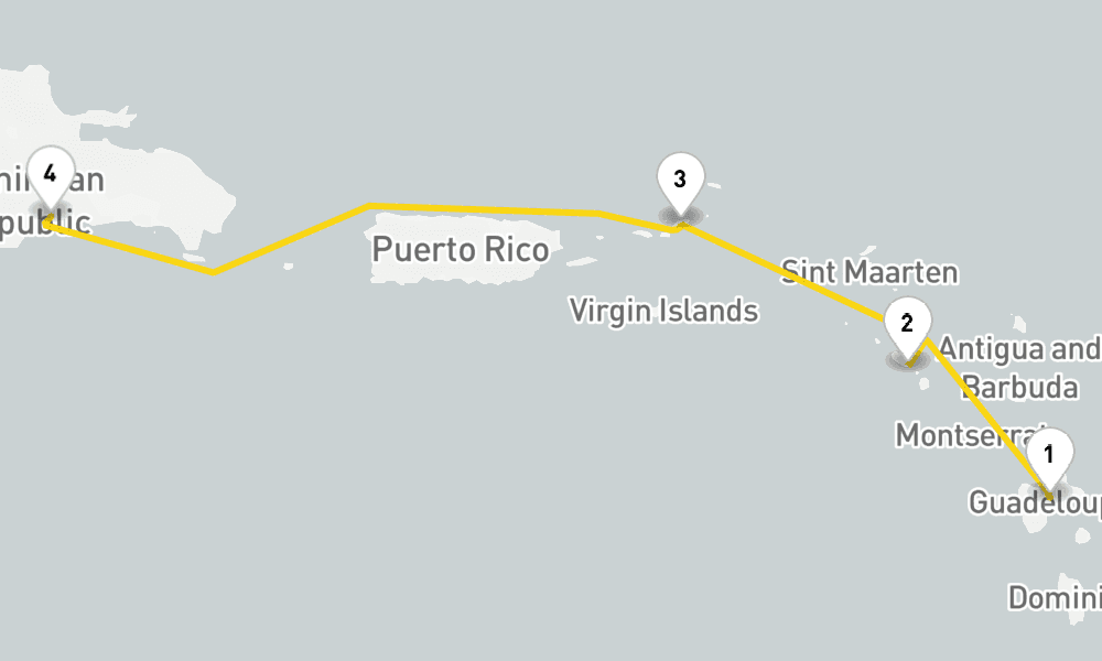 3 days, one-way from Pointe-a-Pitre to Santo Domingo 4日間