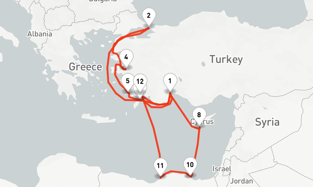 14 days, round-trip Ostliches Mittelmeer mit Istanbul agypten 15日間