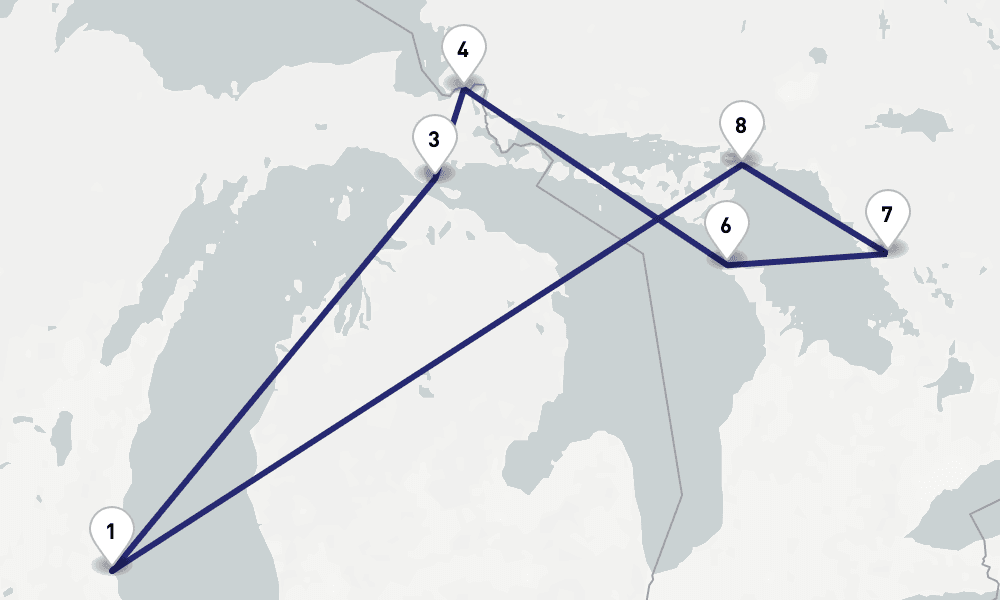 14 days, round-trip CanadaNew England 15日間
