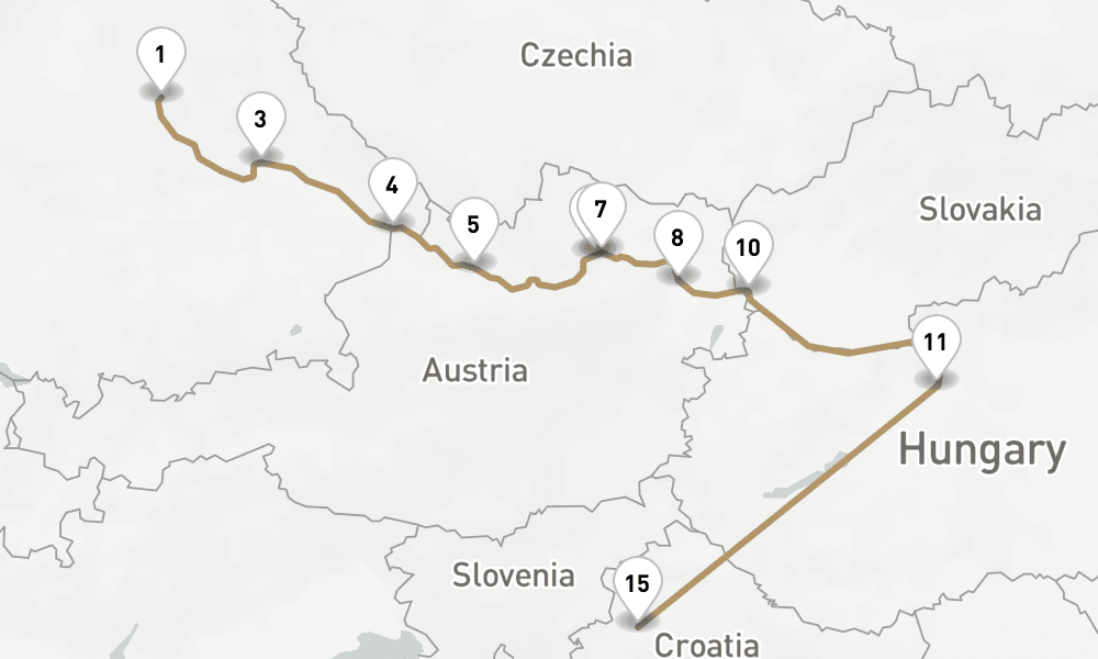13 days, one-way from Nuremberg to Zagreb 14日間