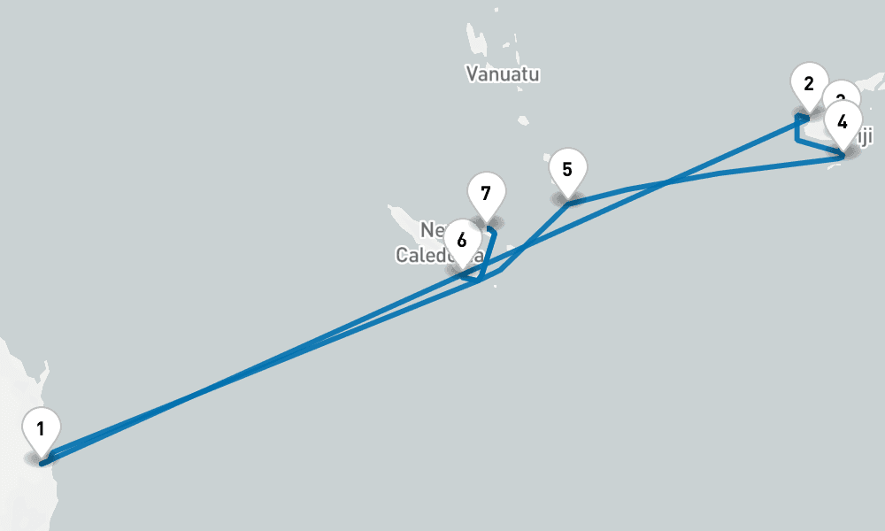 14 days, round-trip Fiji South Pacific 15日間