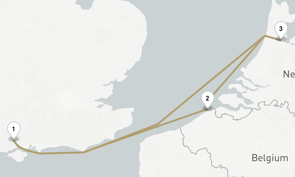 6 days, round-trip Zeebrugge And Amsterdam 7日間