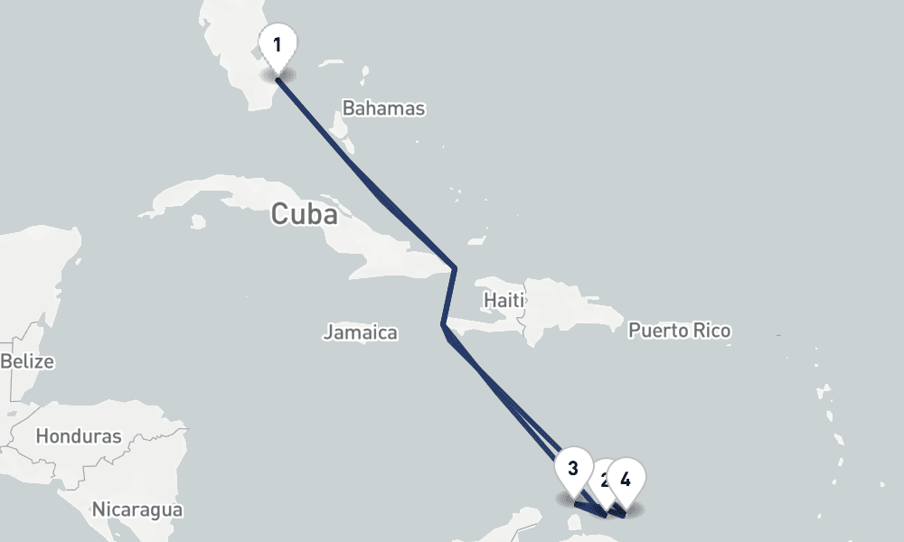 8 days, round-trip Aruba, Curacao Bonaire 9日間