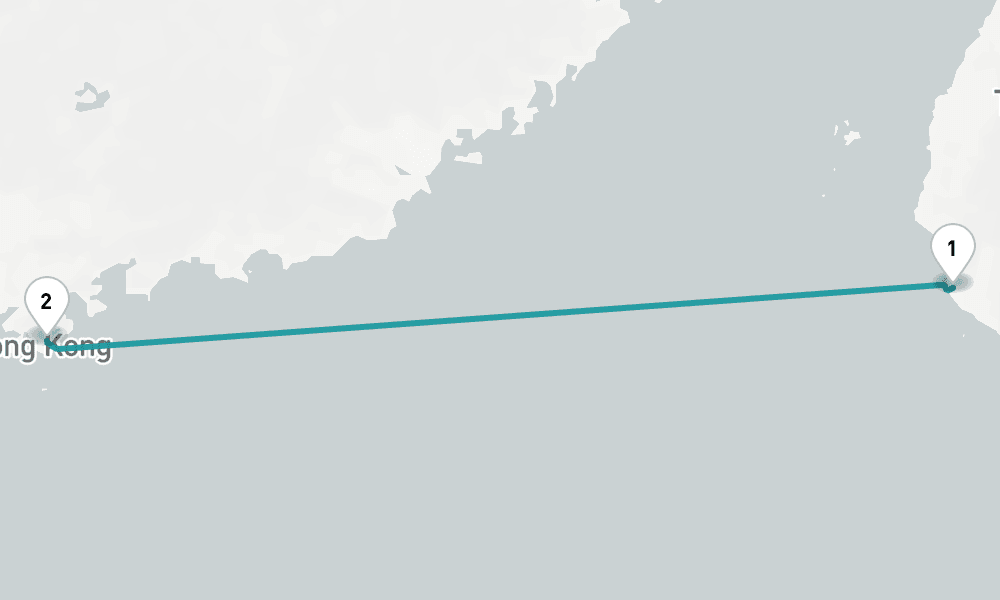 1 day, one-way from Kaohsiung to Hong Kong 2日間