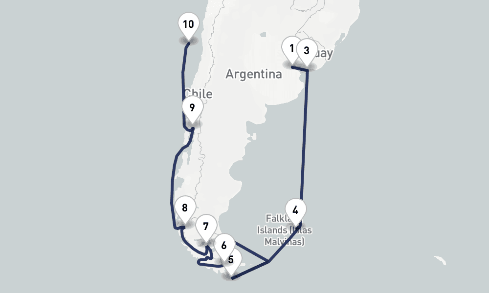 15 days, one-way from Buenos Aires to San Antonio 16日間