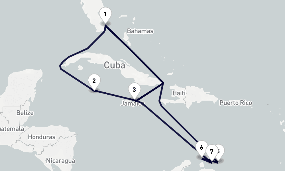 15 days, round-trip Southern Caribbean 16日間