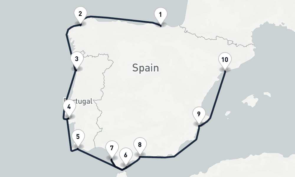 9 days, one-way from Bilbao to Tarragona 10日間