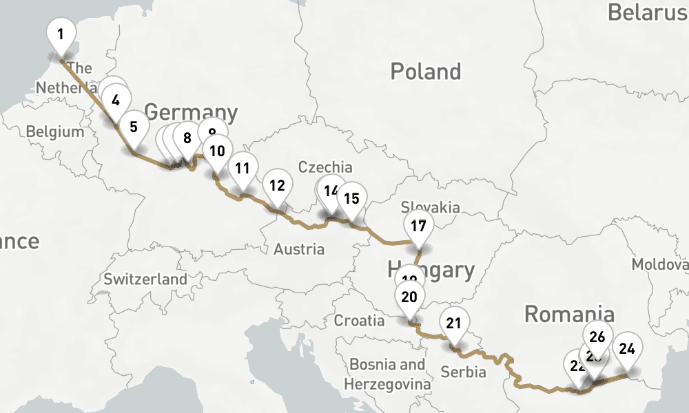 26 days, one-way from Amsterdam to Bucharest 27日間