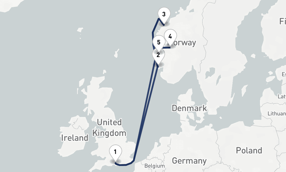 7 days, round-trip Norwegian Fjords 8日間