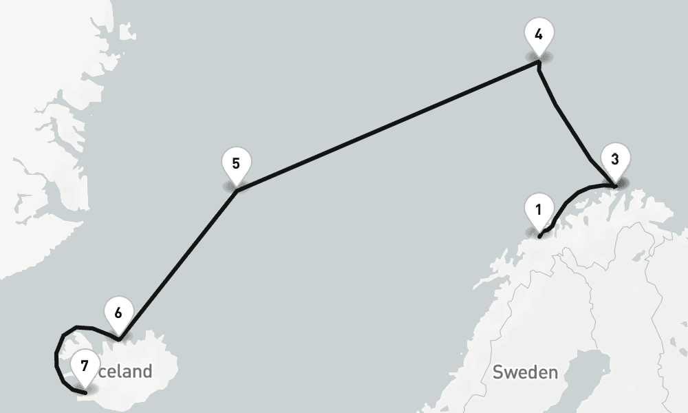 12 days, one-way from Tromso to Reykjavik 13日間