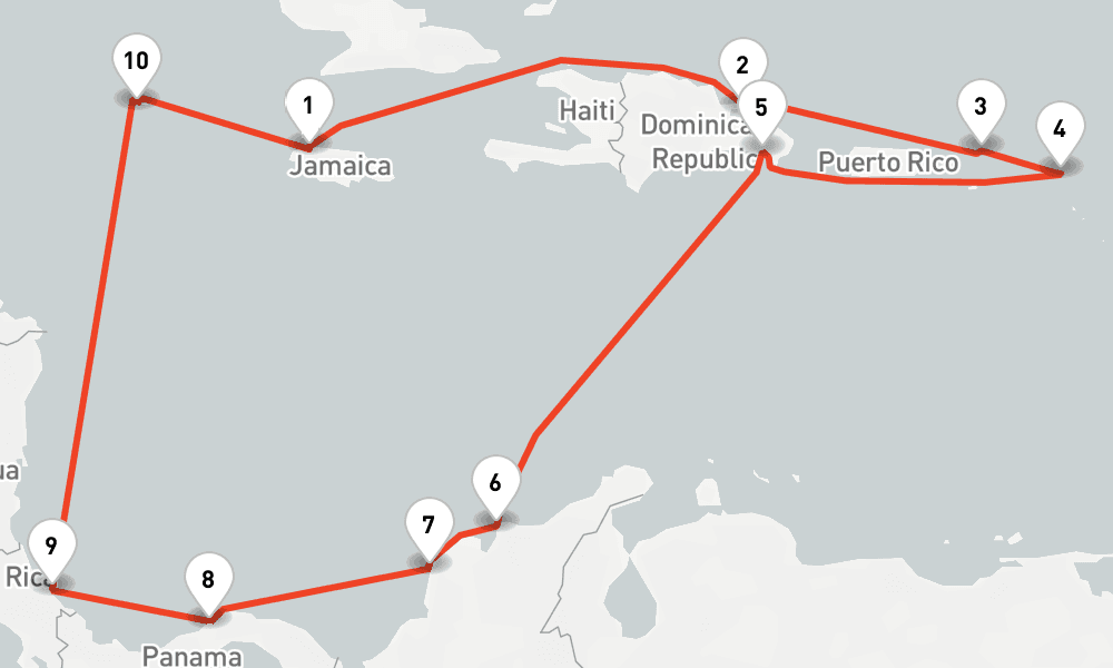 14 days, round-trip Karibik Mittelamerika ab Jamaika 15日間
