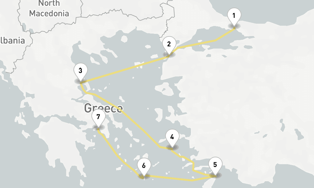 7 days, one-way from Istanbul to Piraeus-Athens 8日間