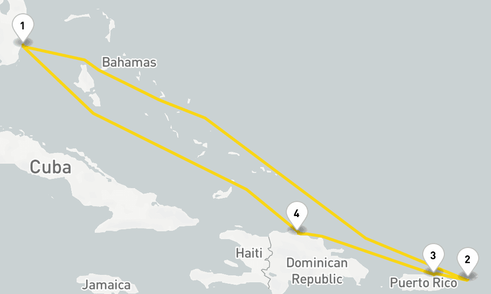7 days, round-trip Eastern Caribbean 8日間