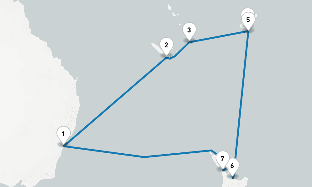 15 days, round-trip Fiji New Zealand 16日間