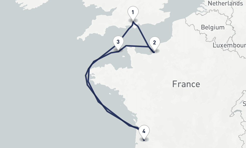 7 days, round-trip River Cities of France with Guernsey 8日間