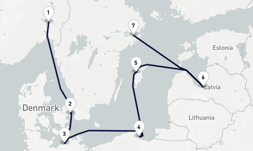 6 days, one-way from Oslo to Stockholm 7日間