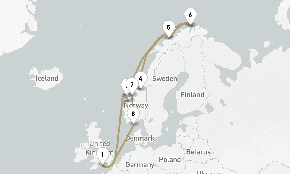 14 days, round-trip Norwegian Fjords 15日間