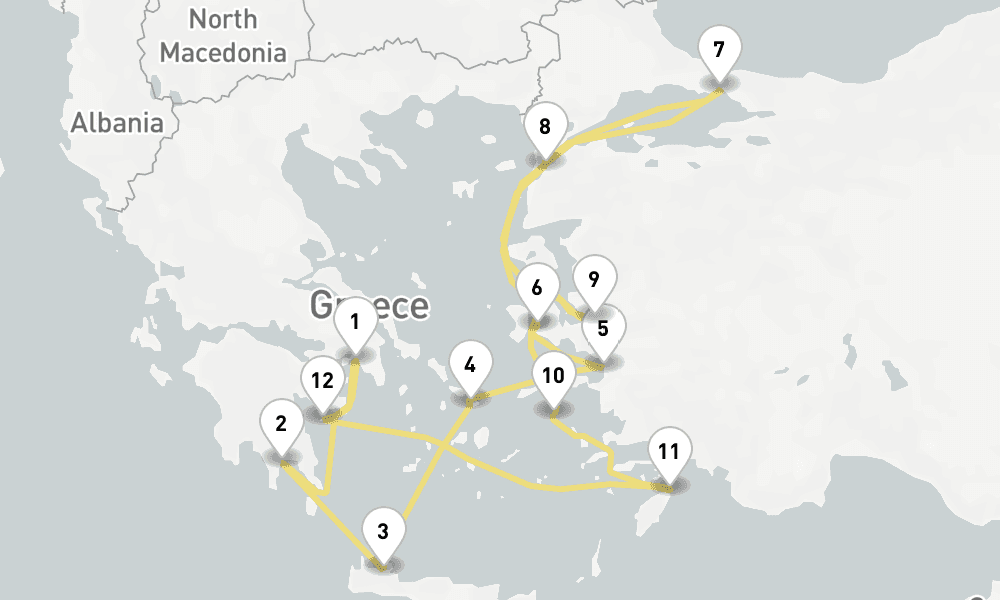 14 days, round-trip Greek Isles, Turkey Ephesus 15日間