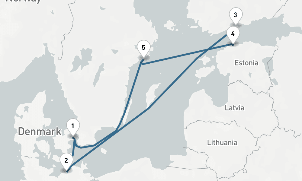 7 days, round-trip Baltic Round-Trip Copenhagen Germany, Sweden, Finland Estonia 8日間