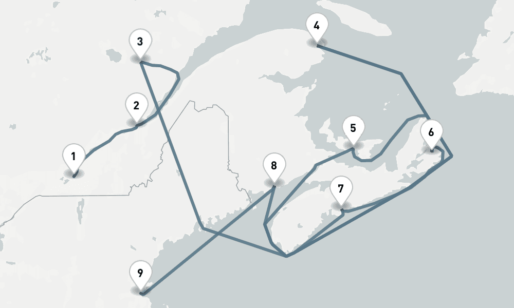 11 days, one-way from Montreal to Boston 12日間