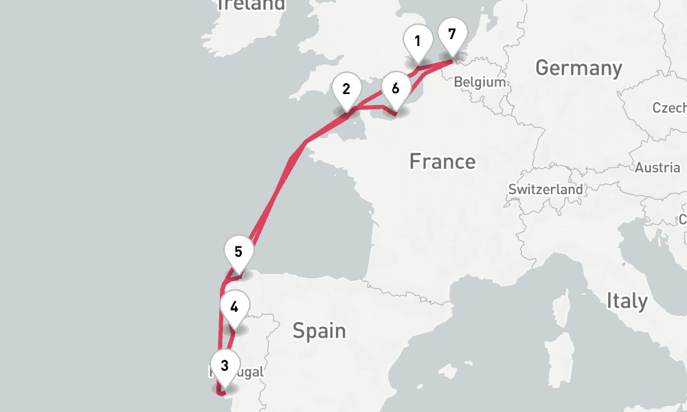 11 days, round-trip Eclipse, Spain, Portugal France 12日間